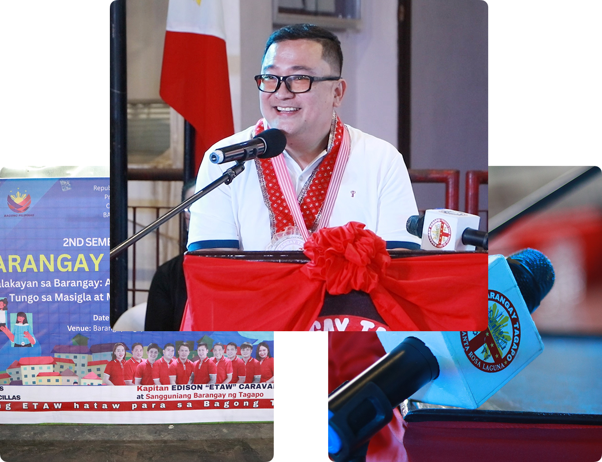 picture of barangay tagapo captain addressing a speech